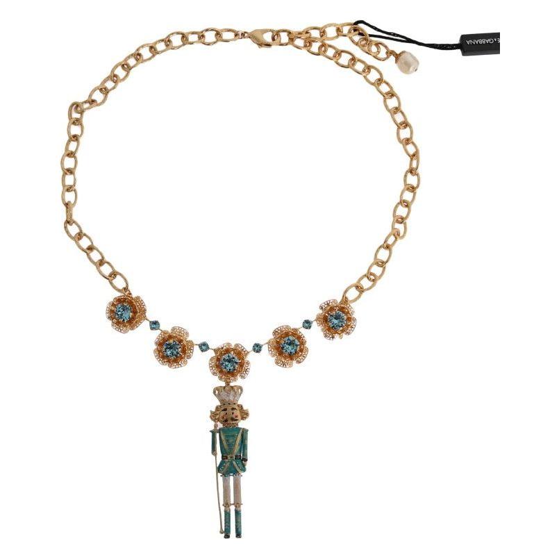 Dolce & Gabbana Elegant Gold Crystal Statement Necklace Necklace Dolce & Gabbana Antique White