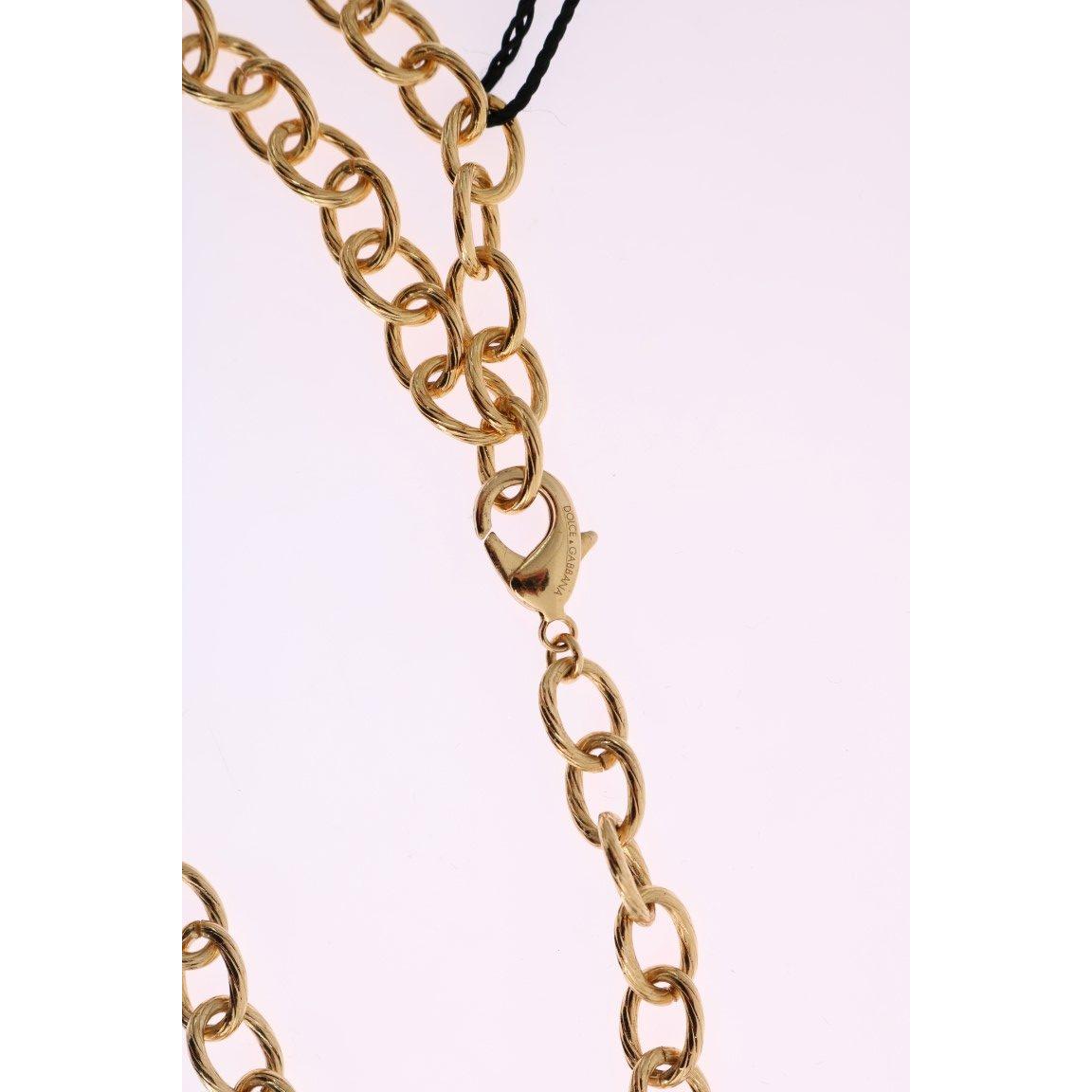 Dolce & Gabbana Elegant Gold Crystal Statement Necklace Necklace Dolce & Gabbana Lavender Blush