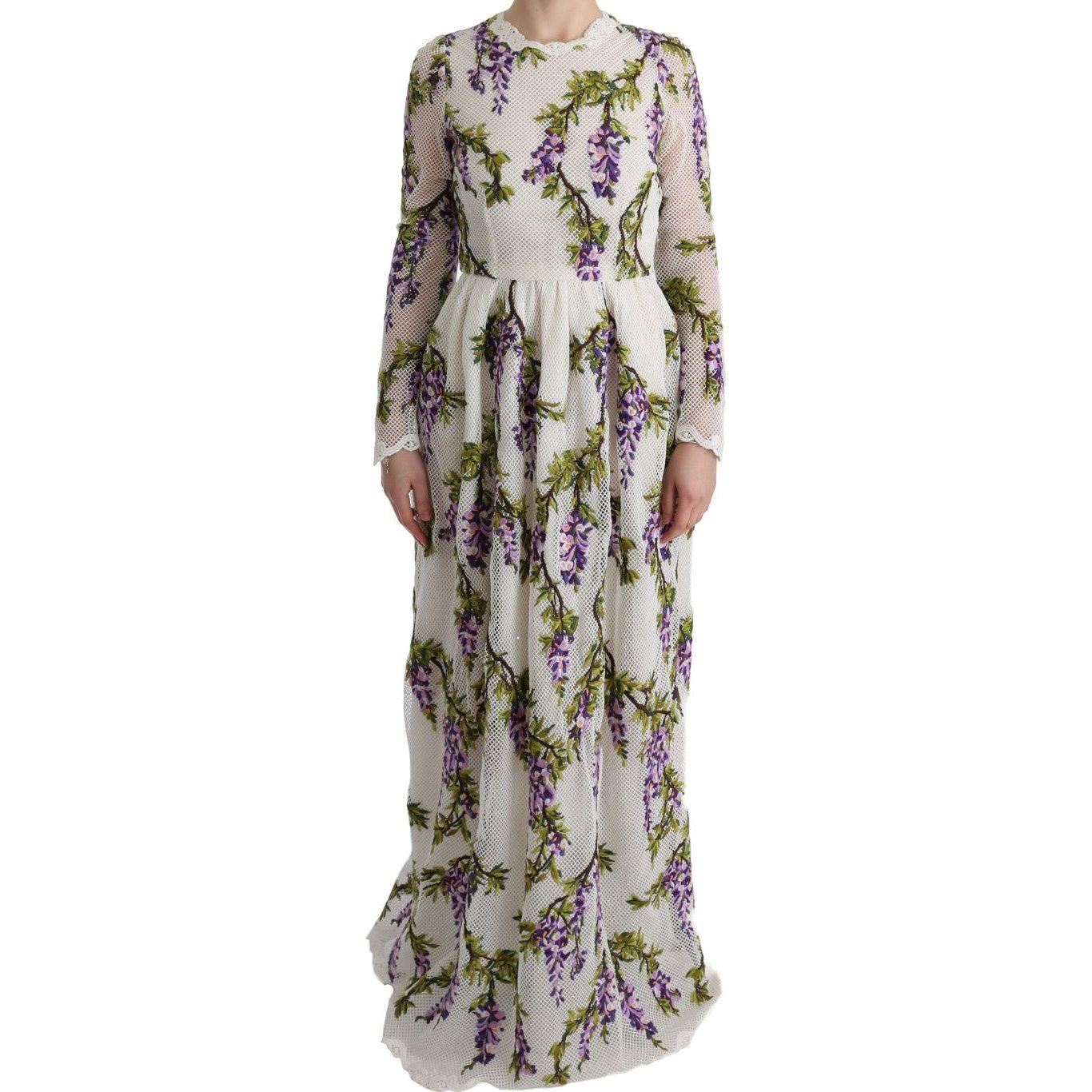 Dolce & Gabbana Elegant Maxi A-line Long Sleeve Dress Dolce & Gabbana Dark Gray