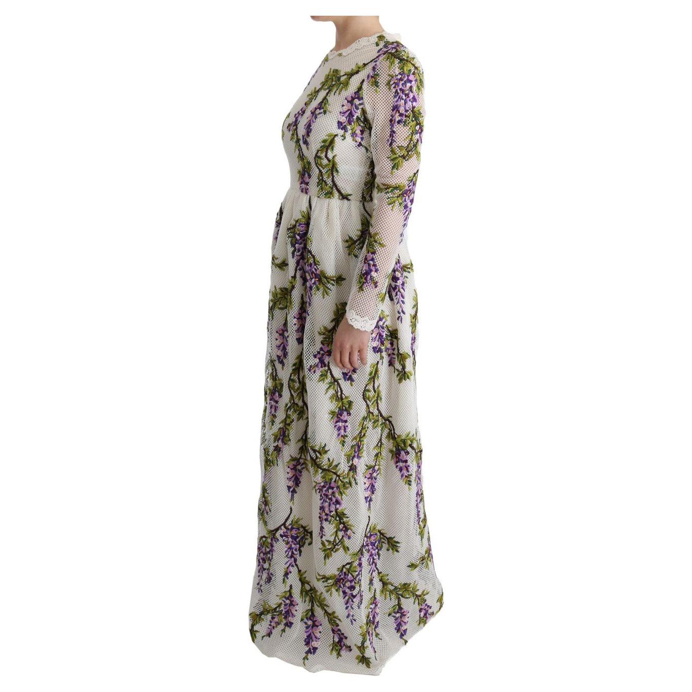 Dolce & Gabbana Elegant Maxi A-line Long Sleeve Dress Dolce & Gabbana Dark Gray