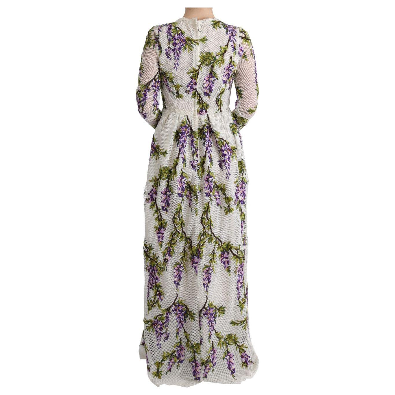 Dolce & Gabbana Elegant Maxi A-line Long Sleeve Dress Dolce & Gabbana Gray