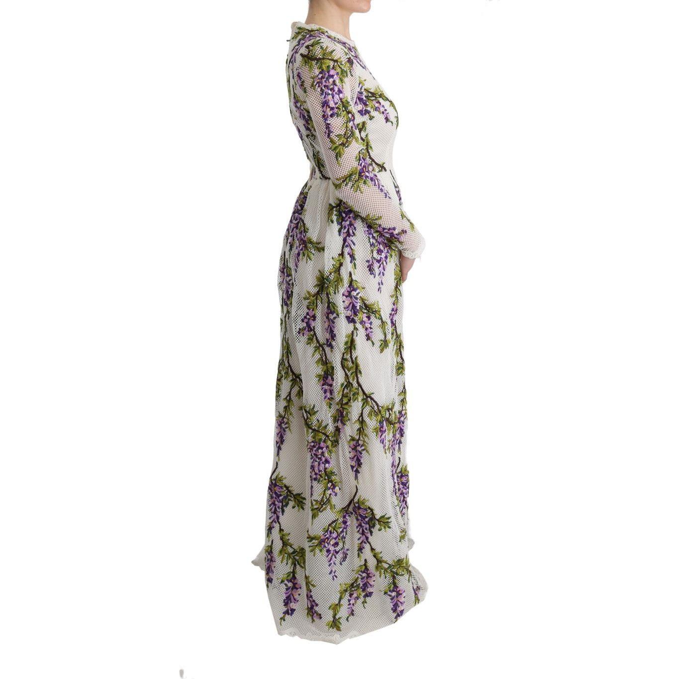 Dolce & Gabbana Elegant Maxi A-line Long Sleeve Dress Dolce & Gabbana Dark Gray