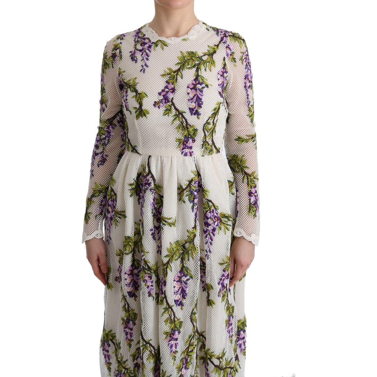 Dolce & Gabbana Elegant Maxi A-line Long Sleeve Dress Dolce & Gabbana Dark Gray