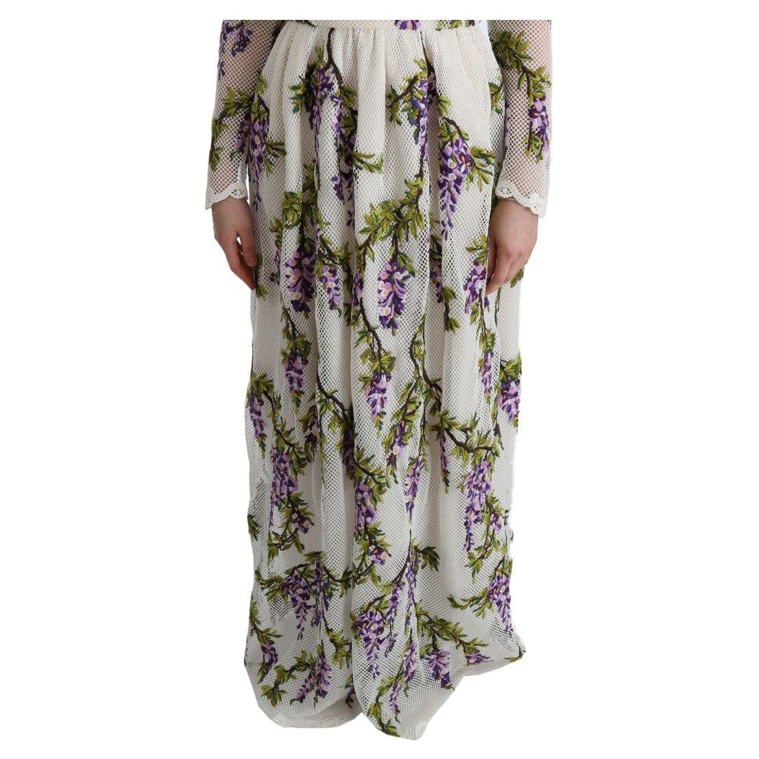 Dolce & Gabbana Elegant Maxi A-line Long Sleeve Dress Dolce & Gabbana Rosy Brown