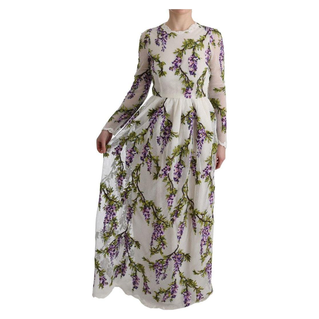 Dolce & Gabbana Elegant Maxi A-line Long Sleeve Dress Dolce & Gabbana Dark Gray