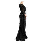 Dolce & Gabbana Black Cotton Silk Floral Long Dress SIG60574-3