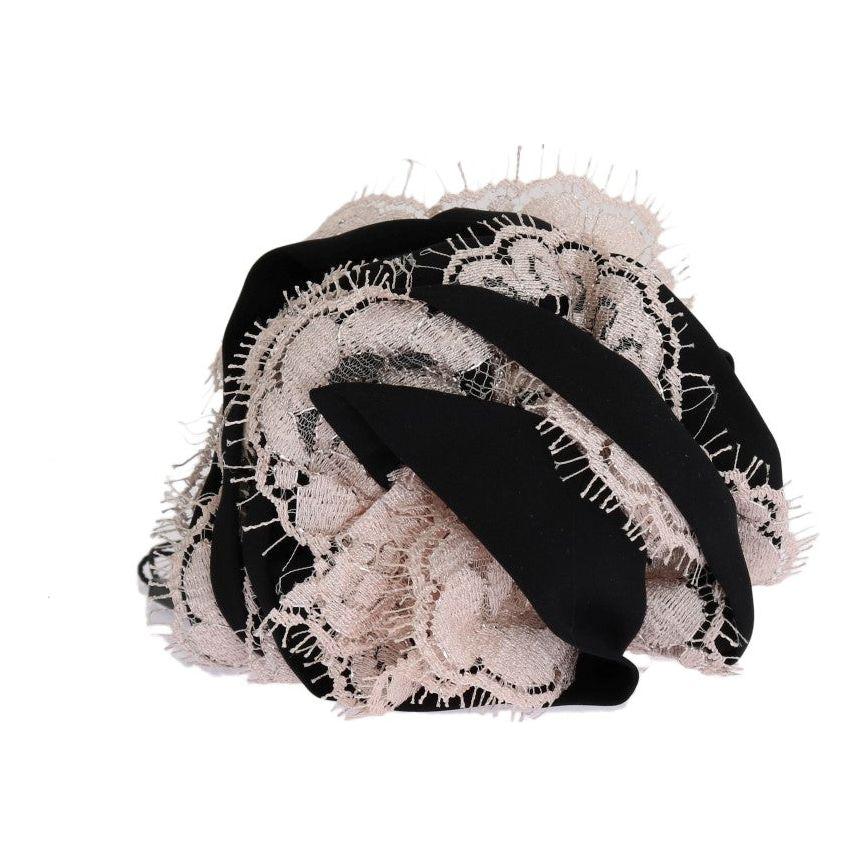 Dolce & Gabbana Elegant Floral Lace Crystal Hair Claw Dolce & Gabbana Light Gray
