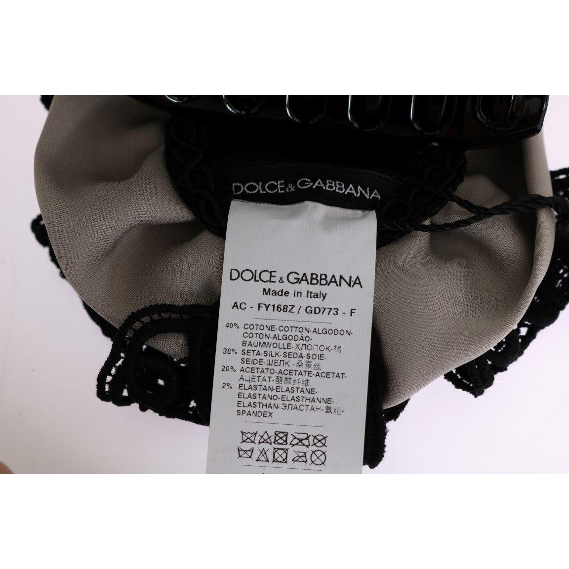 Dolce & Gabbana Elegant Floral Lace Hair Claw Dolce & Gabbana Light Gray