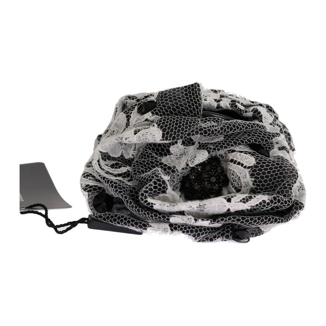 Dolce & Gabbana Elegant Black & White Floral Lace Crystal Hair Claw Dolce & Gabbana Dark Slate Gray