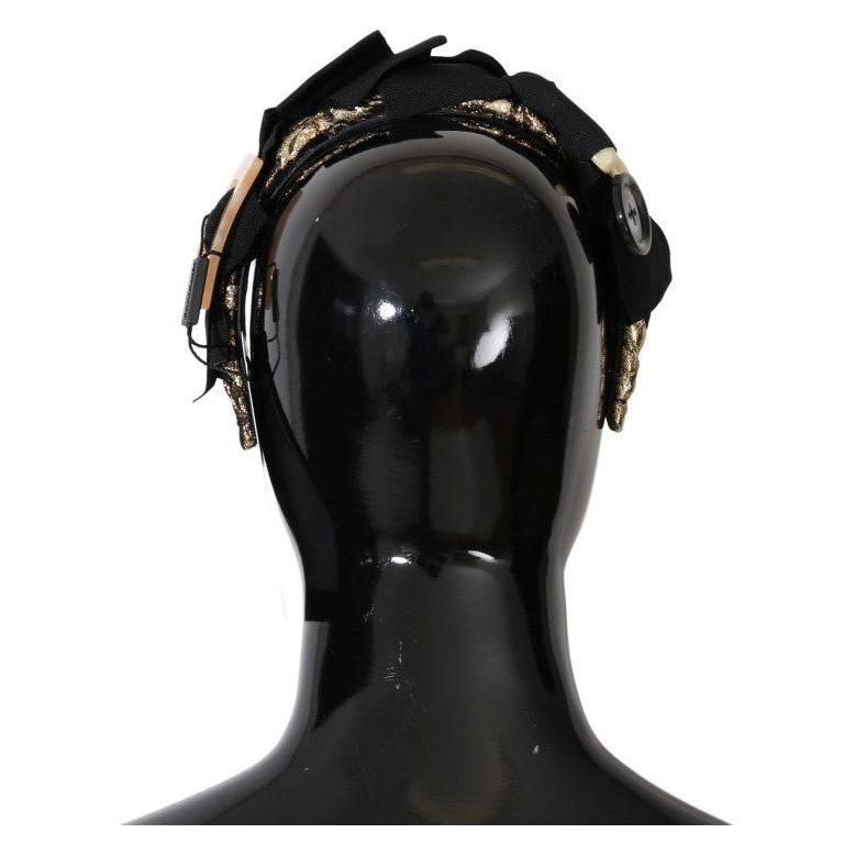 Dolce & Gabbana Crystal-Embellished Gold Brown Diadem Headband Tiara Dolce & Gabbana Black