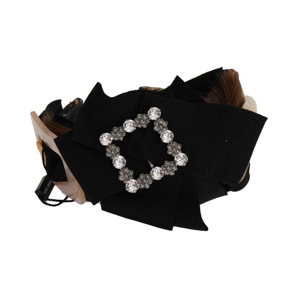 Dolce & Gabbana Crystal-Embellished Gold Brown Diadem Headband Tiara Dolce & Gabbana Black