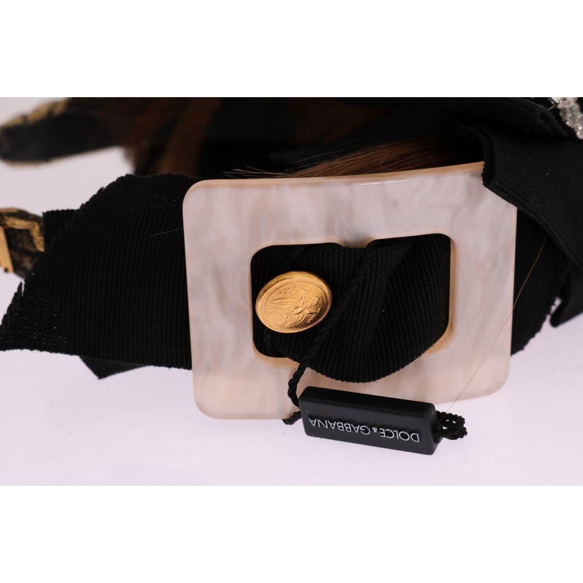 Dolce & Gabbana Crystal-Embellished Gold Brown Diadem Headband Tiara Dolce & Gabbana Black