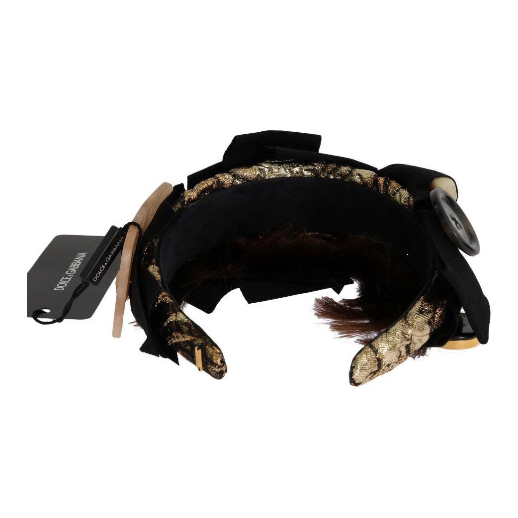 Dolce & Gabbana Crystal-Embellished Gold Brown Diadem Headband Tiara Dolce & Gabbana Tan