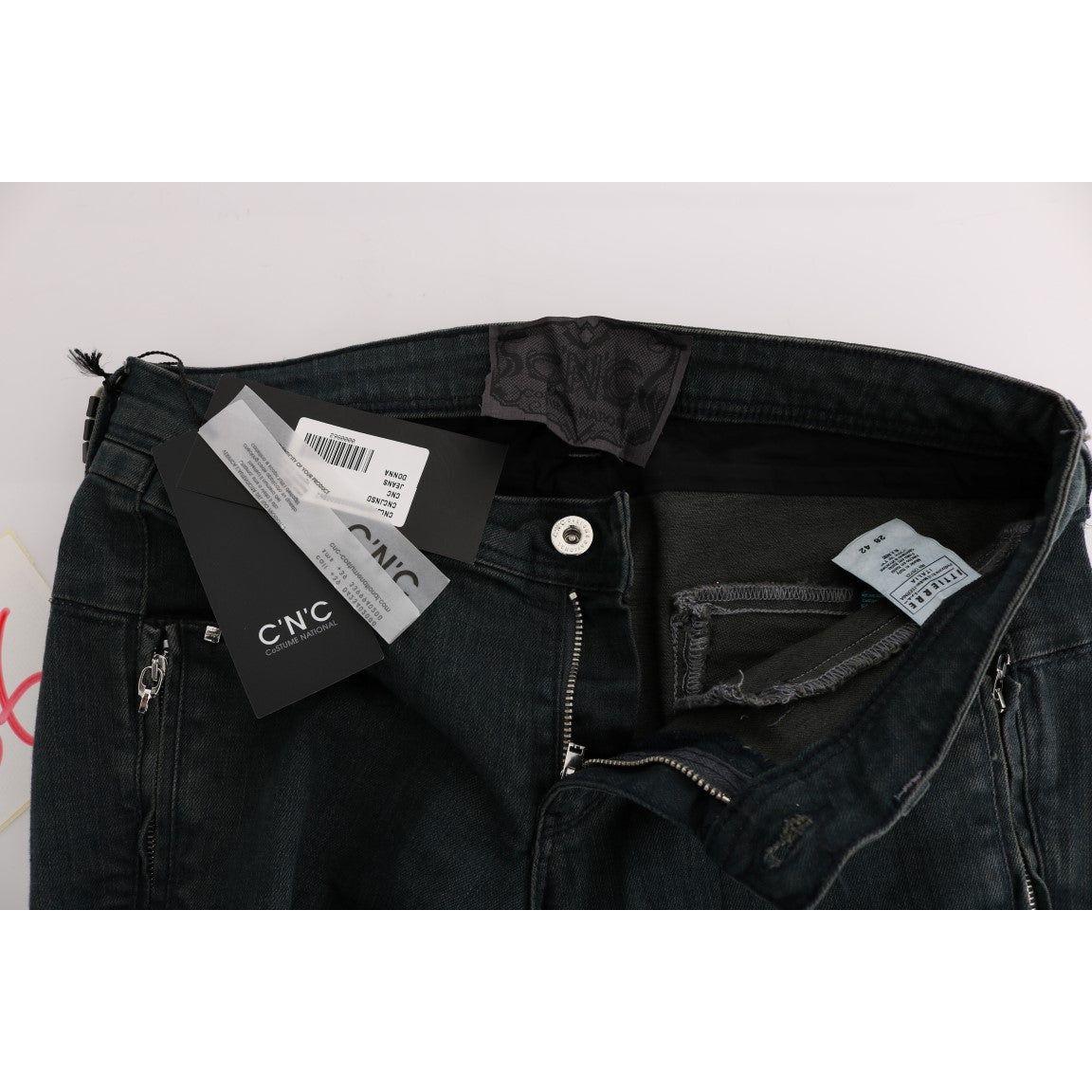 Costume National Chic Superslim Gray Cotton Jeans Costume National Black