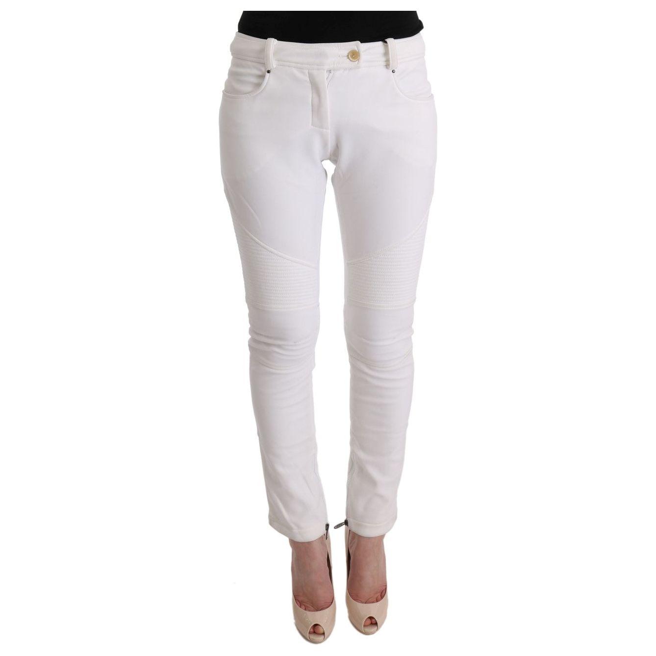 Ermanno Scervino Chic White Slim Fit Cotton Pants Ermanno Scervino Light Gray