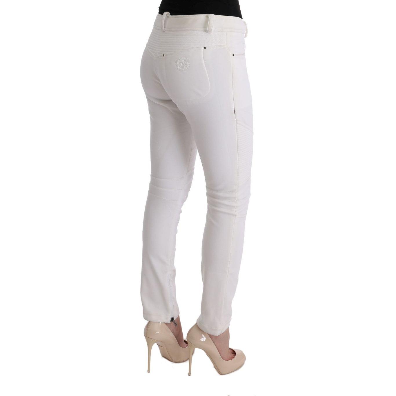 Ermanno Scervino Chic White Slim Fit Cotton Pants Ermanno Scervino Gray