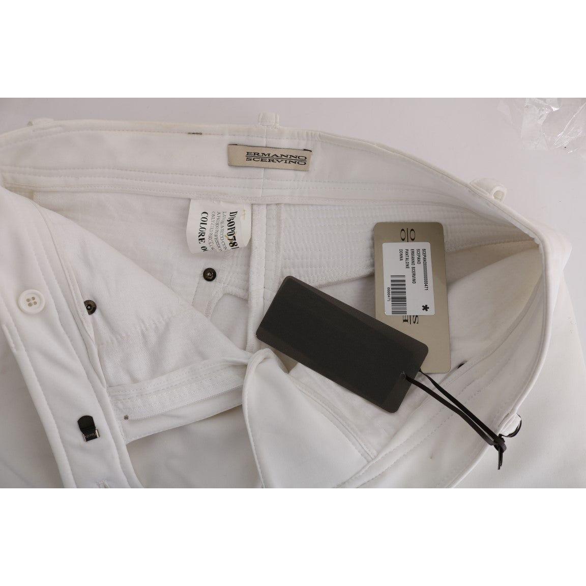 Ermanno Scervino Chic White Slim Fit Cotton Pants Ermanno Scervino Dark Gray