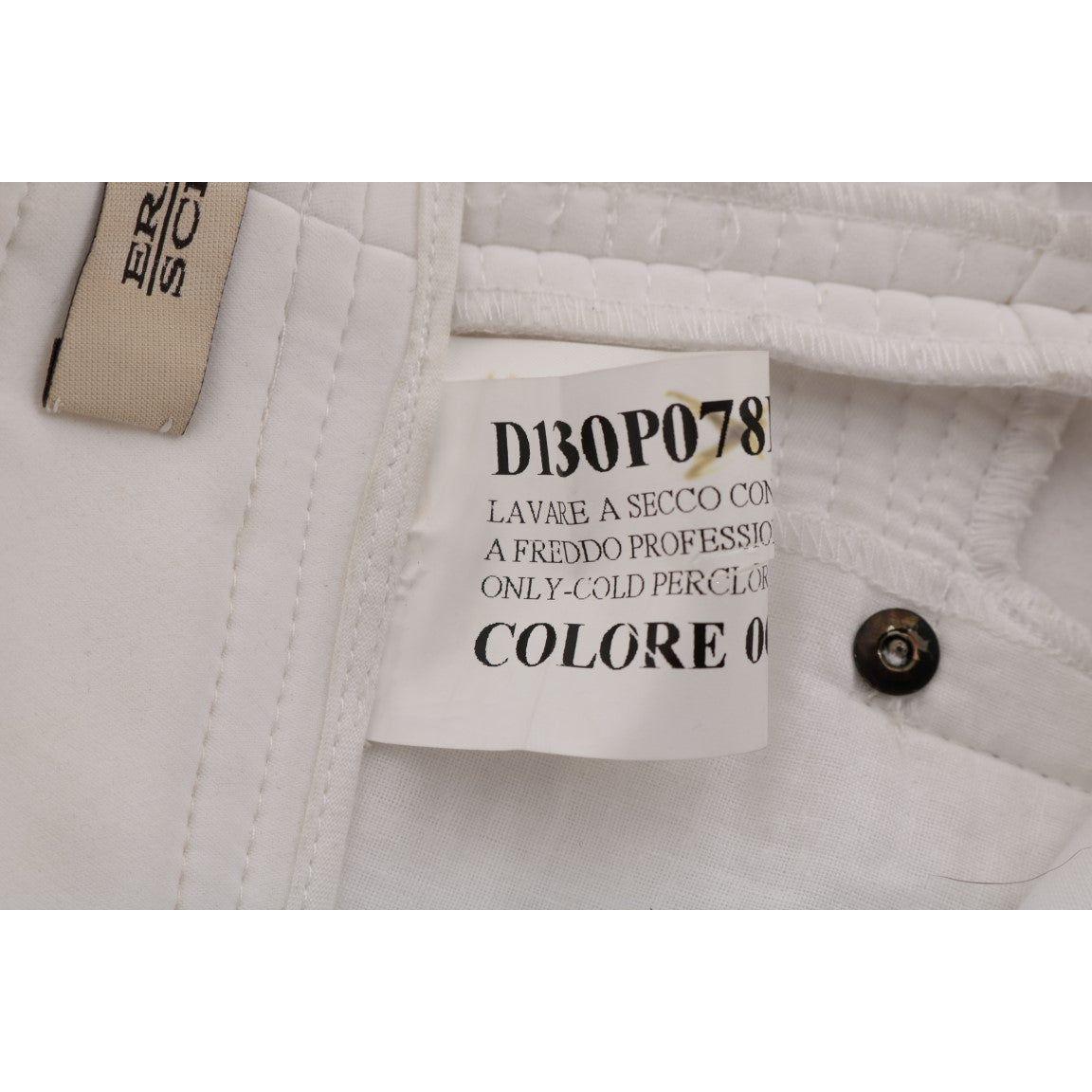 Ermanno Scervino Chic White Slim Fit Cotton Pants Ermanno Scervino Dark Gray