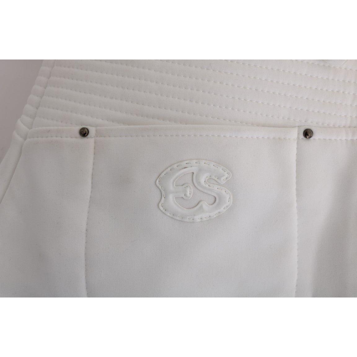 Ermanno Scervino Chic White Slim Fit Cotton Pants Ermanno Scervino Dark Gray