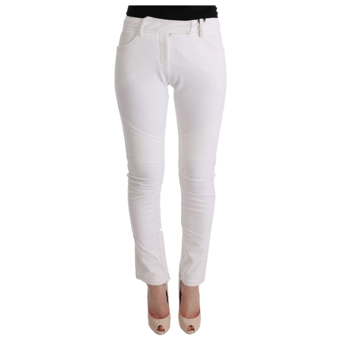 Ermanno Scervino Chic White Slim Fit Cotton Trousers Ermanno Scervino Light Gray