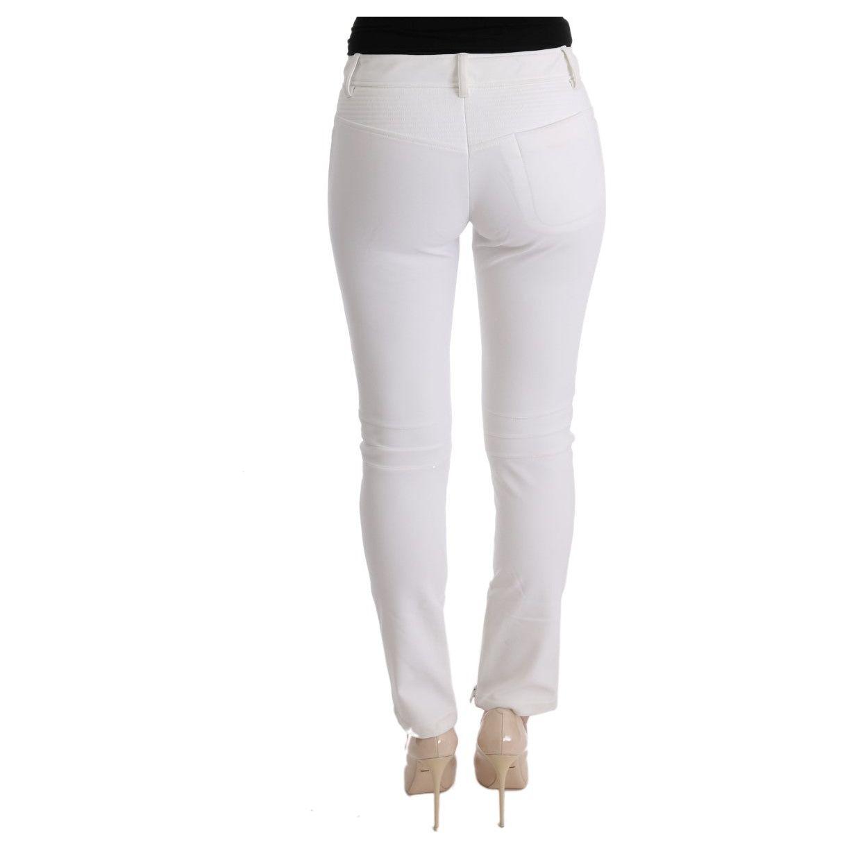 Ermanno Scervino Chic White Slim Fit Cotton Trousers Ermanno Scervino Light Gray