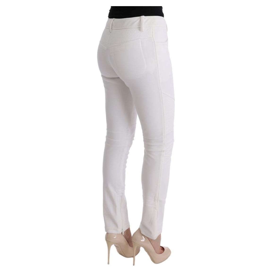 Ermanno Scervino Chic White Slim Fit Cotton Trousers Ermanno Scervino Gray