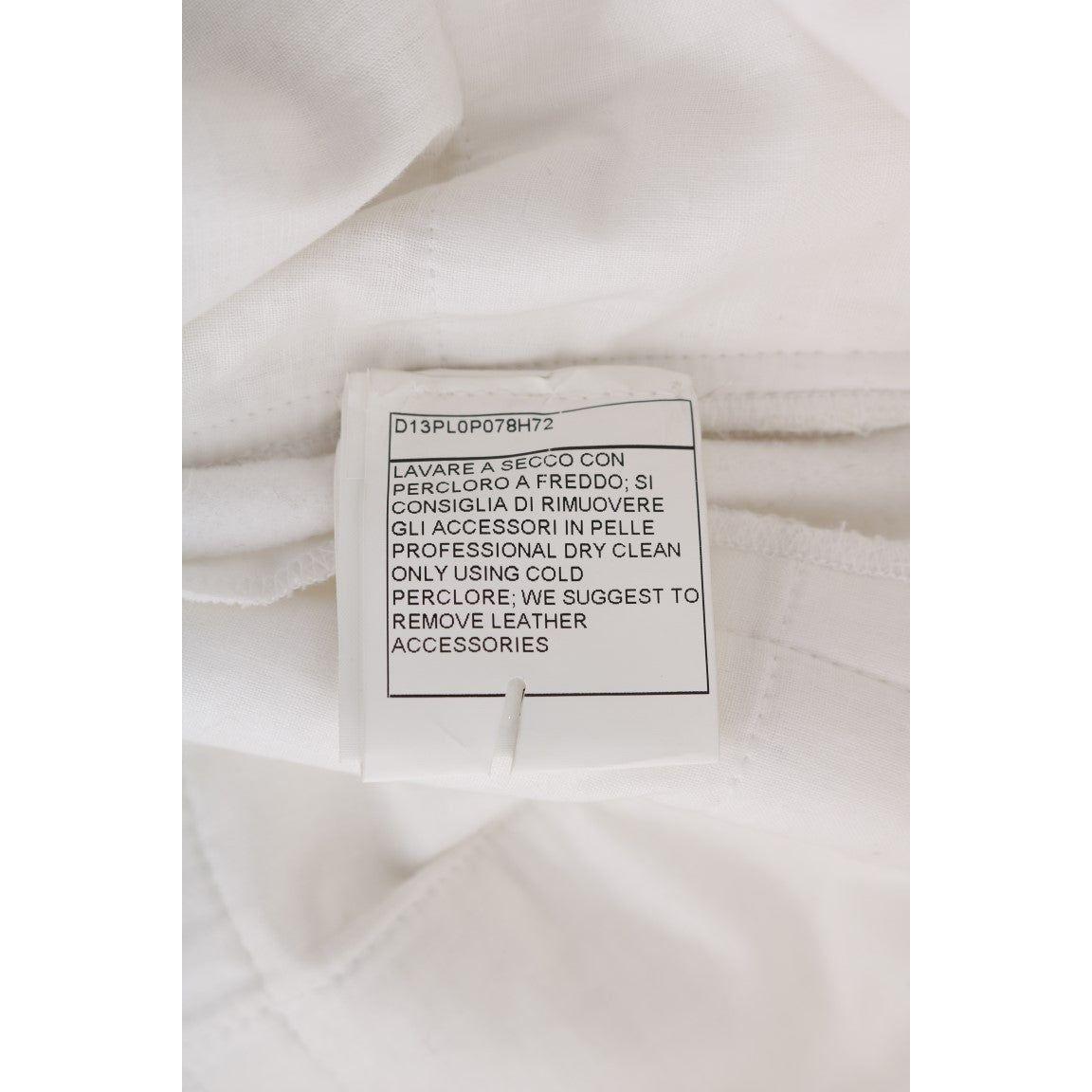 Ermanno Scervino Chic White Slim Fit Cotton Trousers Ermanno Scervino Light Gray