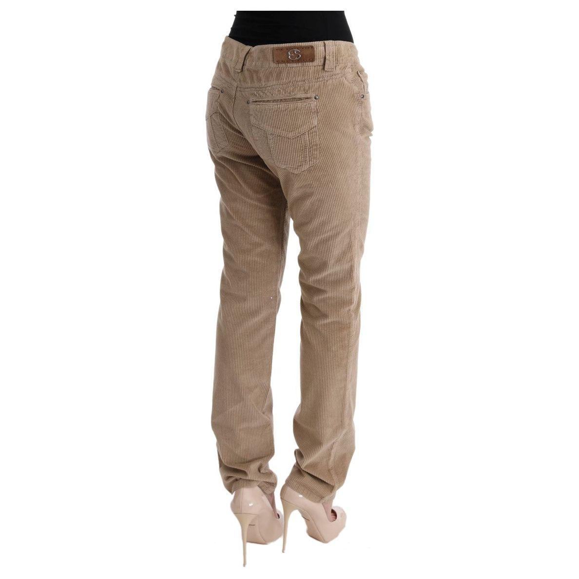 Ermanno Scervino Beige Regular Fit Luxe Trousers Jeans & Pants Ermanno Scervino Dim Gray