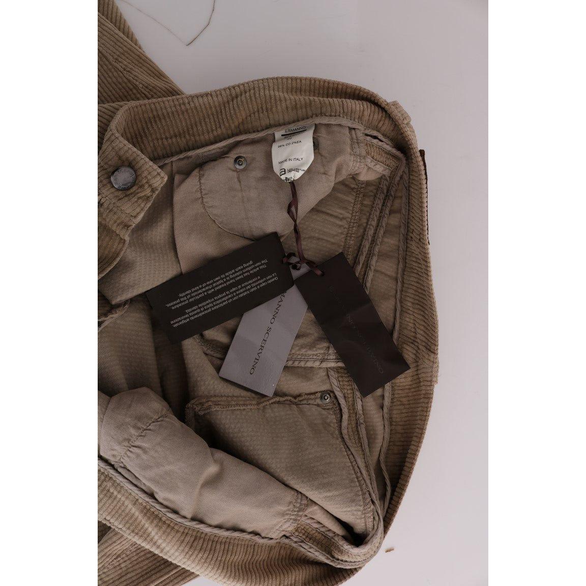 Ermanno Scervino Beige Regular Fit Luxe Trousers Jeans & Pants Ermanno Scervino Dark Olive Green