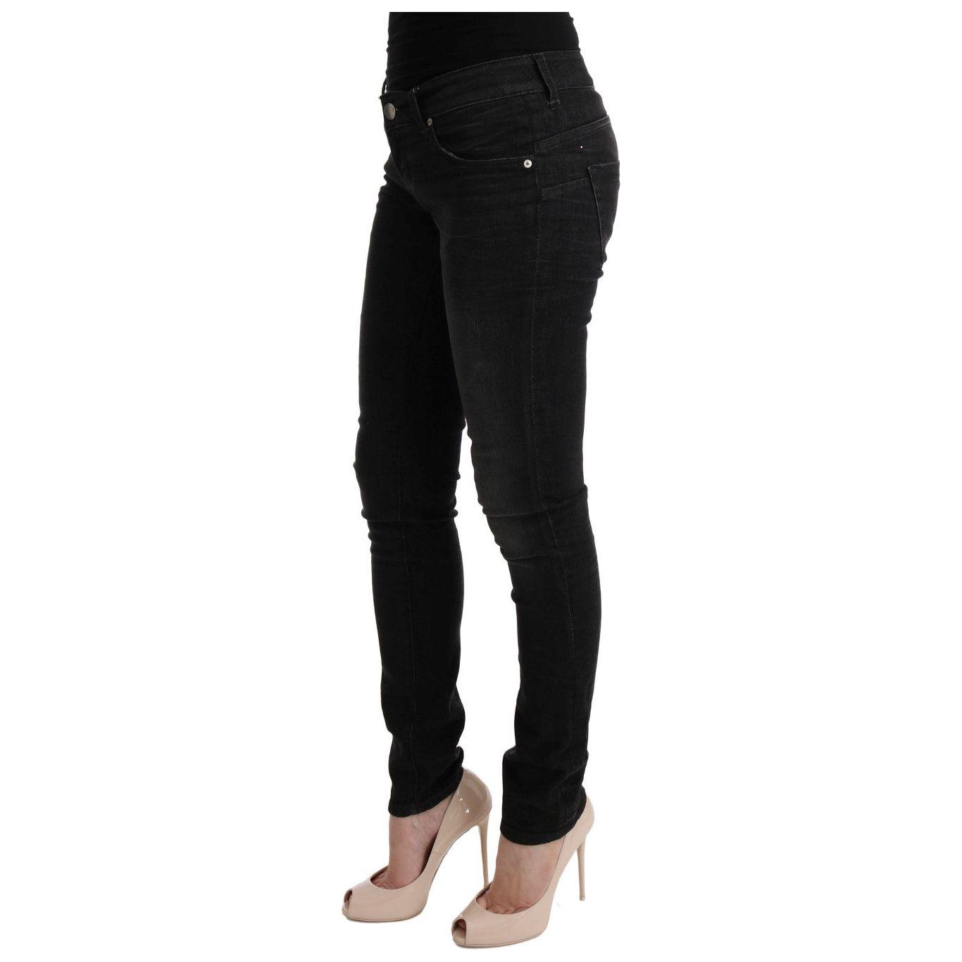 Acht Black Denim Cotton Bottoms Slim Fit Jeans