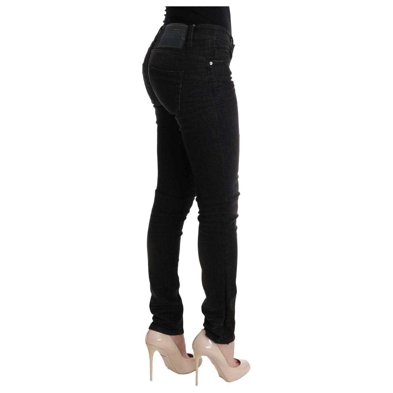 Acht Chic Slim Fit Black Cotton Jeans Jeans & Pants Acht Black