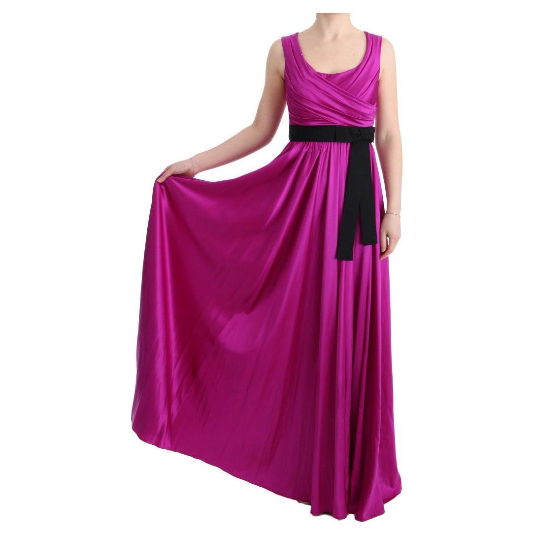 Dolce & Gabbana Elegant Pink Silk Gown Dress Dolce & Gabbana Maroon