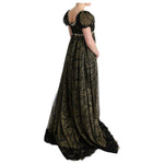 Dolce & Gabbana Black Yellow Crystal Lace Shift Dress SIG60663-1