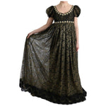 Dolce & Gabbana Black Yellow Crystal Lace Shift Dress SIG60663-1