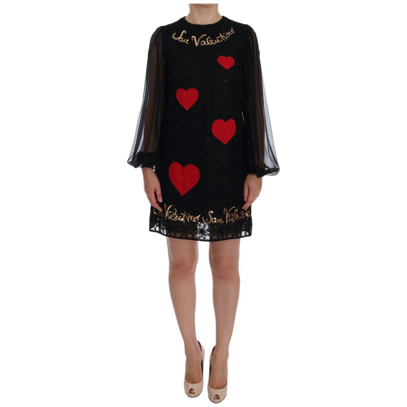 Dolce & Gabbana Black San Valentino Sequined Shift Dress DR1019-5