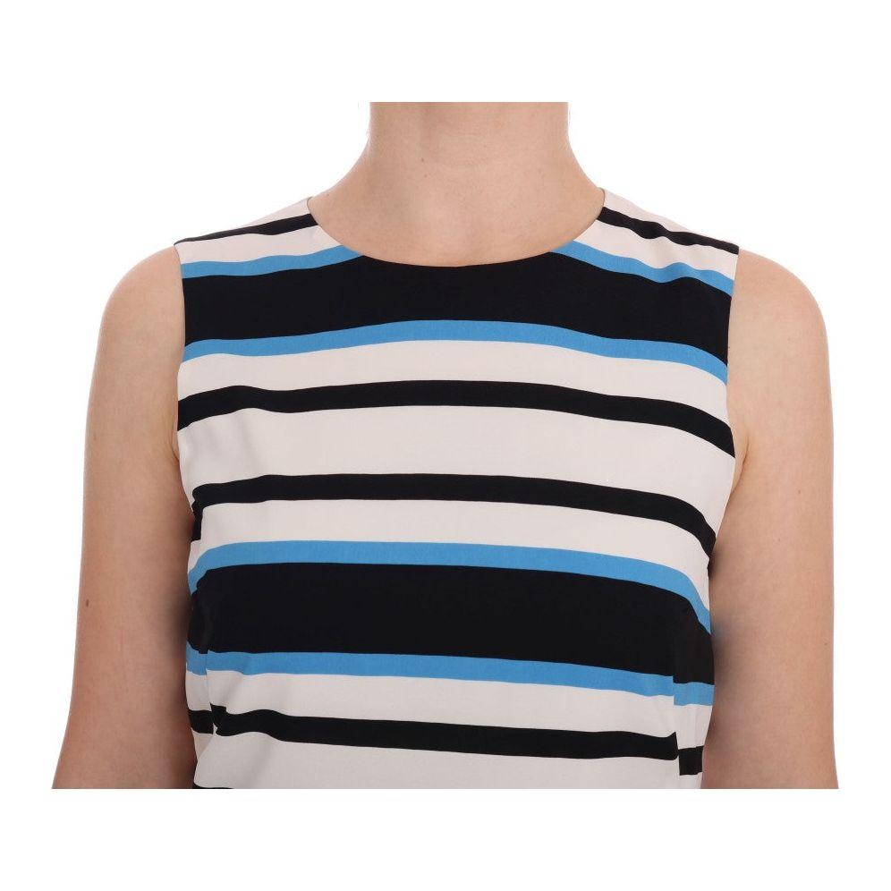 Dolce & Gabbana Elegant Sleeveless Striped Silk Shift Dress Dolce & Gabbana Dark Slate Gray