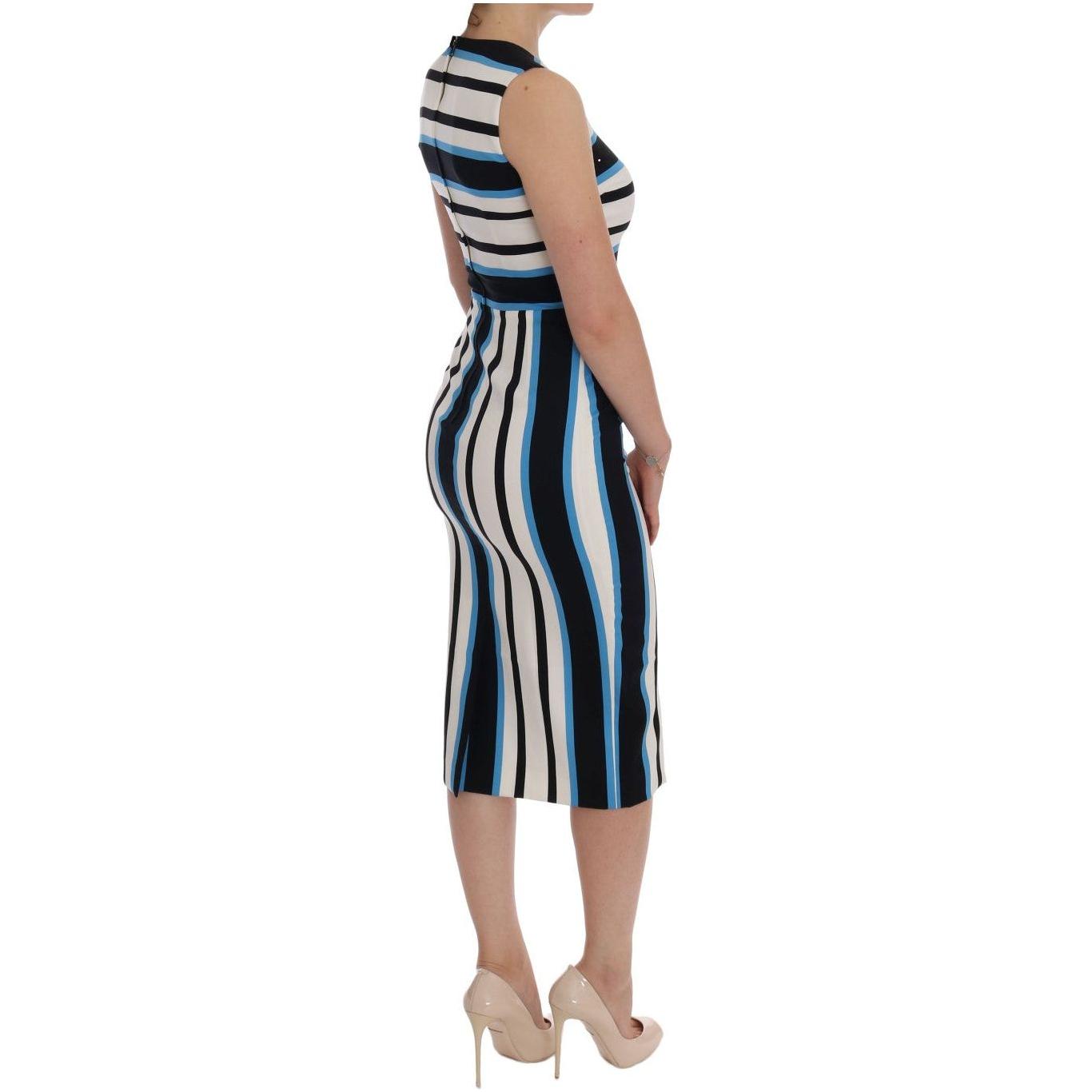 Dolce & Gabbana Chic Striped Silk Sheath Dress Dolce & Gabbana Rosy Brown