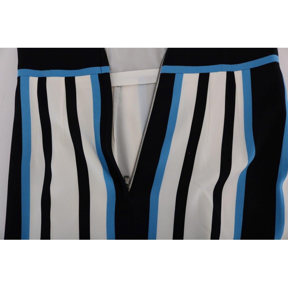 Dolce & Gabbana Chic Striped Silk Sheath Dress Dolce & Gabbana Black