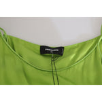 Dsquared² Green Spaghetti Strap Long A-line Pleated Dress Dsquared² Olive Drab