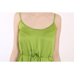 Dsquared² Green Spaghetti Strap Long A-line Pleated Dress Dsquared² Yellow Green