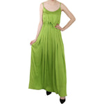 Dsquared² Green Spaghetti Strap Long A-line Pleated Dress Dsquared² Olive Drab