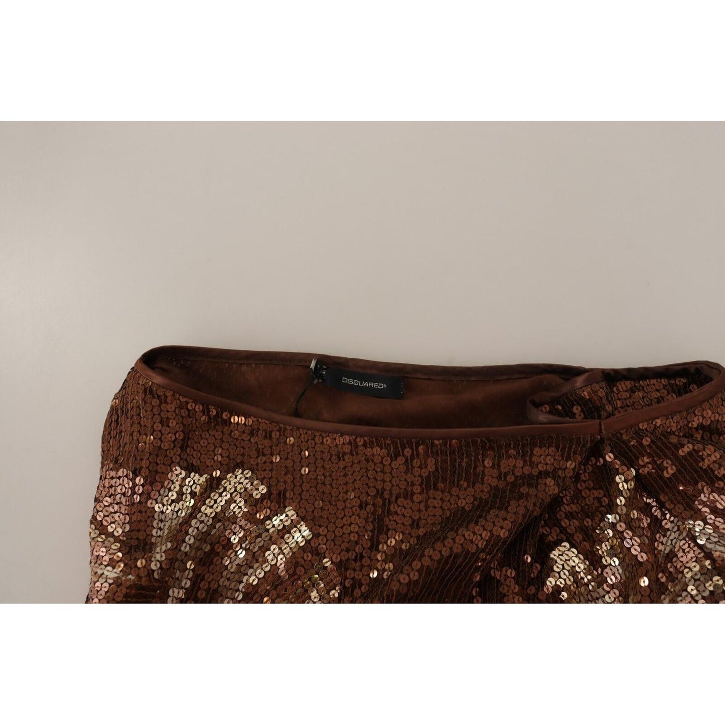 Dsquared² Brown Leaf Sequined Shift One Shoulder Long Dress Dsquared² Gray