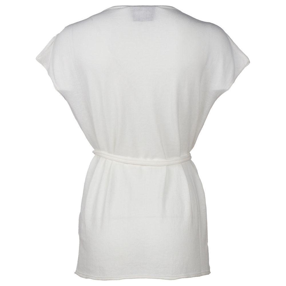 Alpha Studio White Cotton Dress Alpha Studio Light Gray