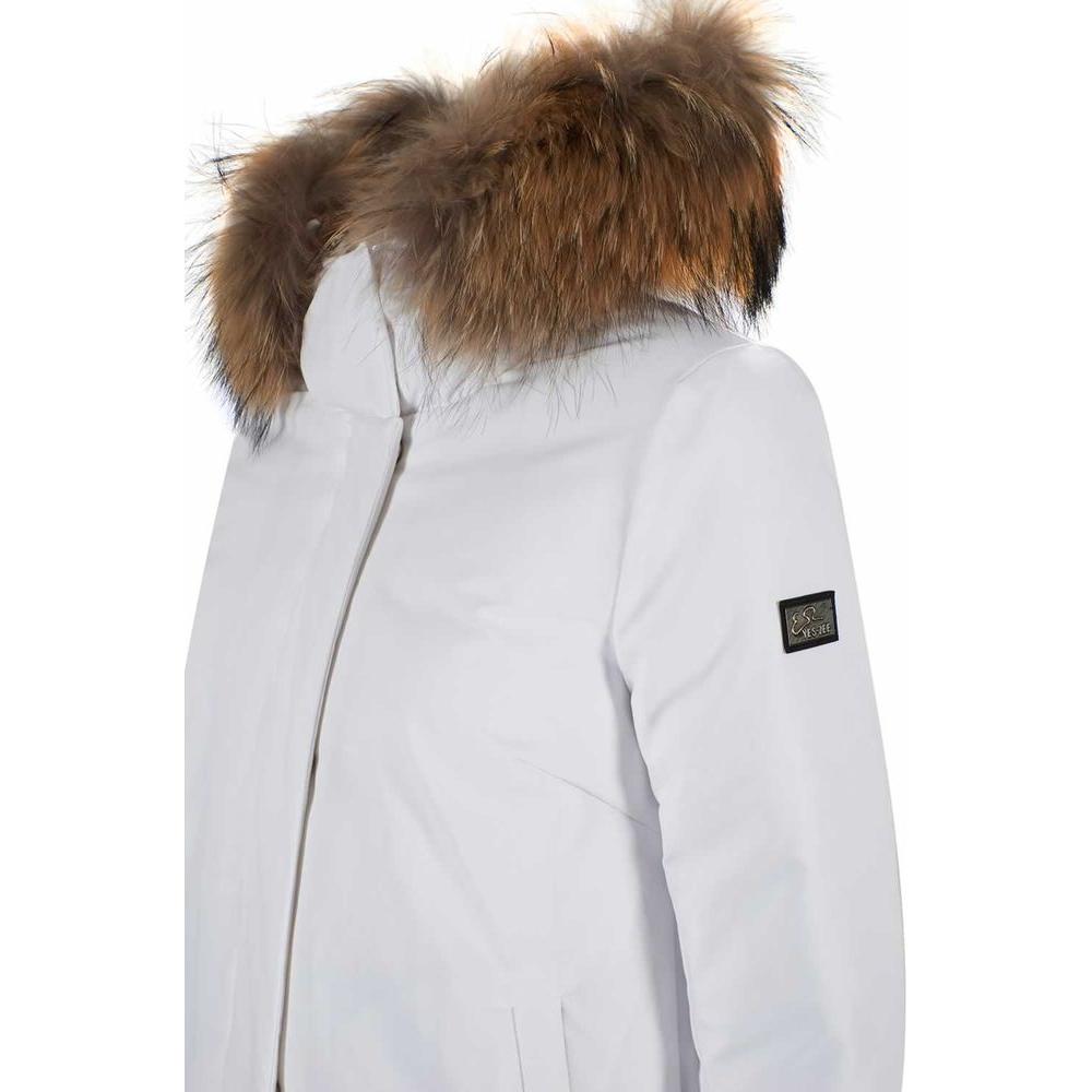 Yes Zee Chic Quilted Nylon Down Jacket with Fur Hood Yes Zee Light Gray