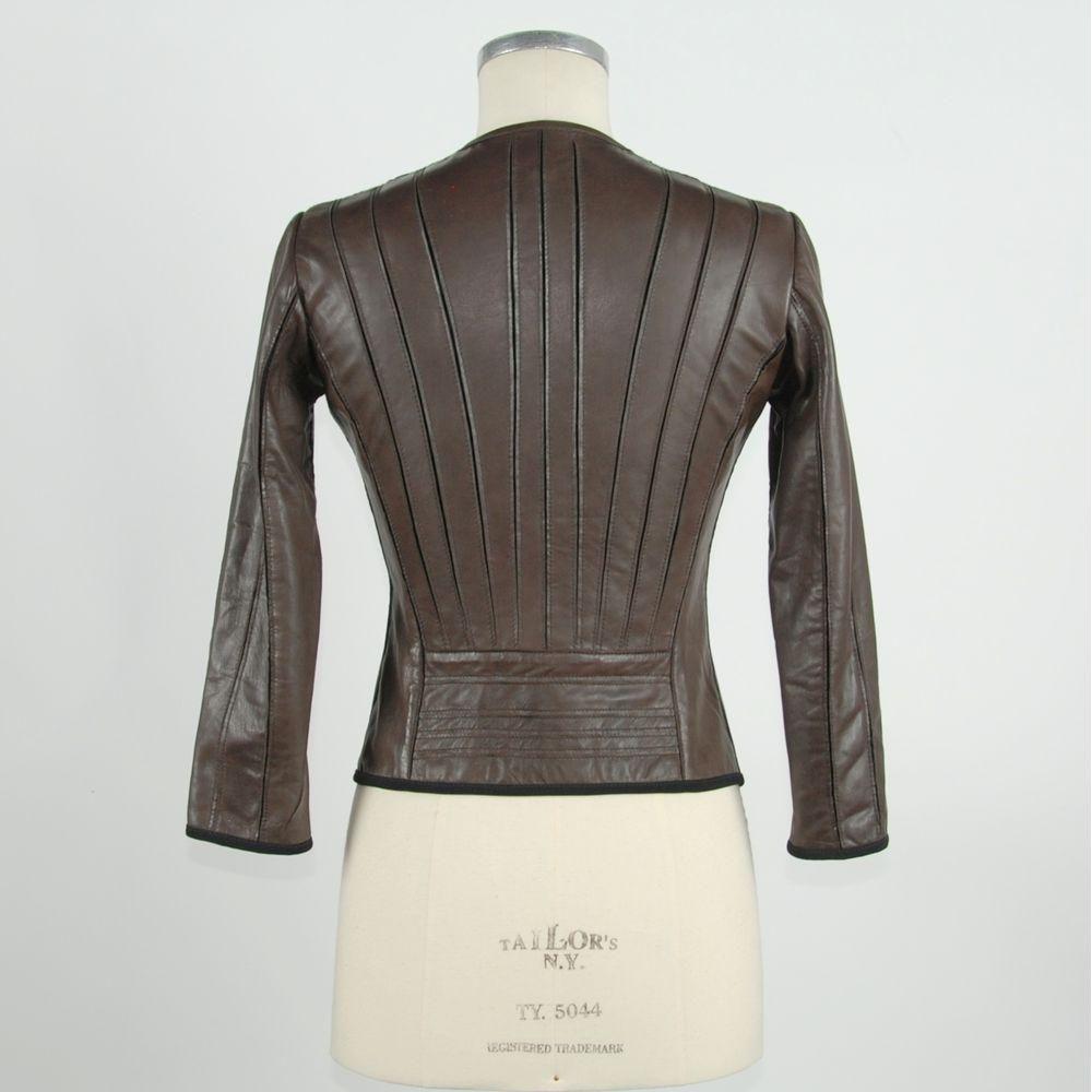 Emilio Romanelli Brown Leather Women Jacket Emilio Romanelli Dark Slate Gray