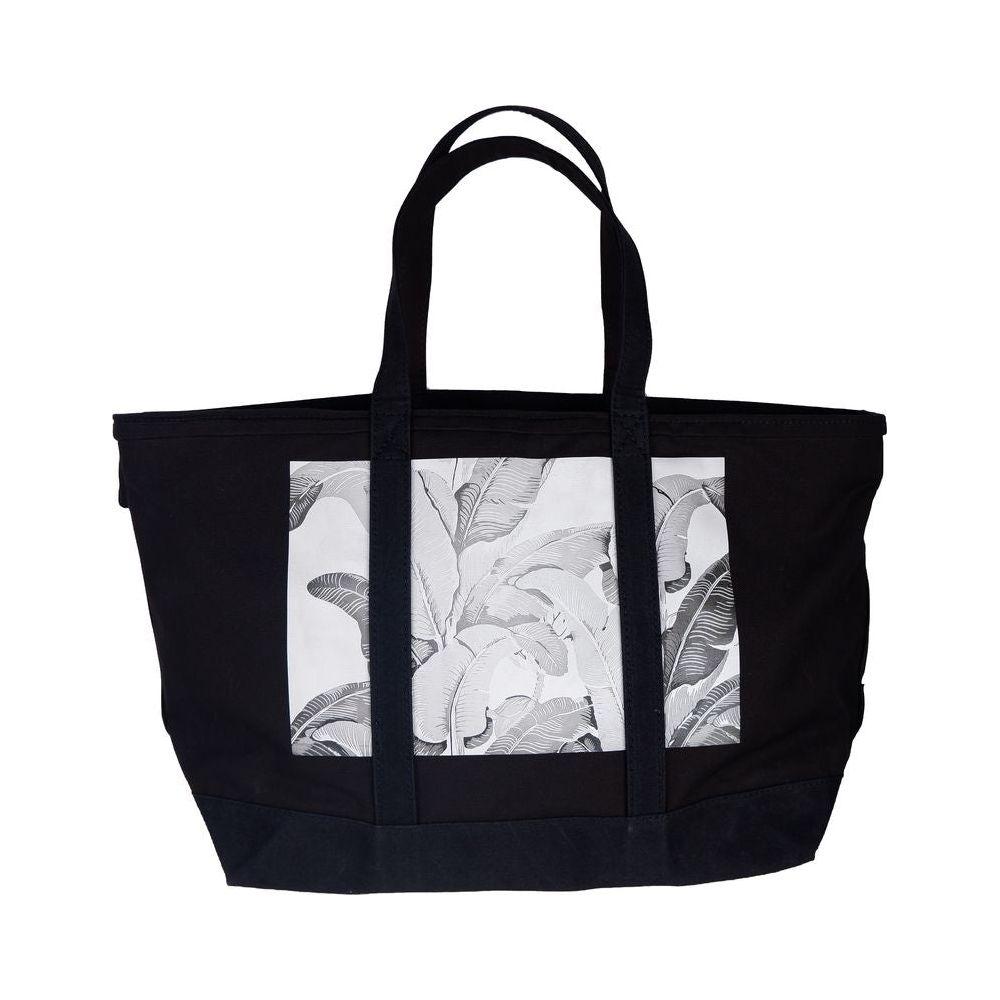 Palm Angels Chic Black Cotton Shoulder Bag Palm Angels Black
