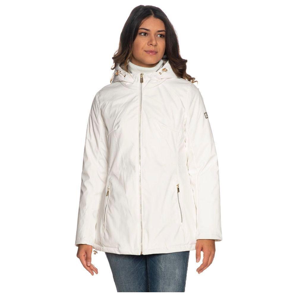 Yes Zee White Polyester Women Jacket Yes Zee Antique White