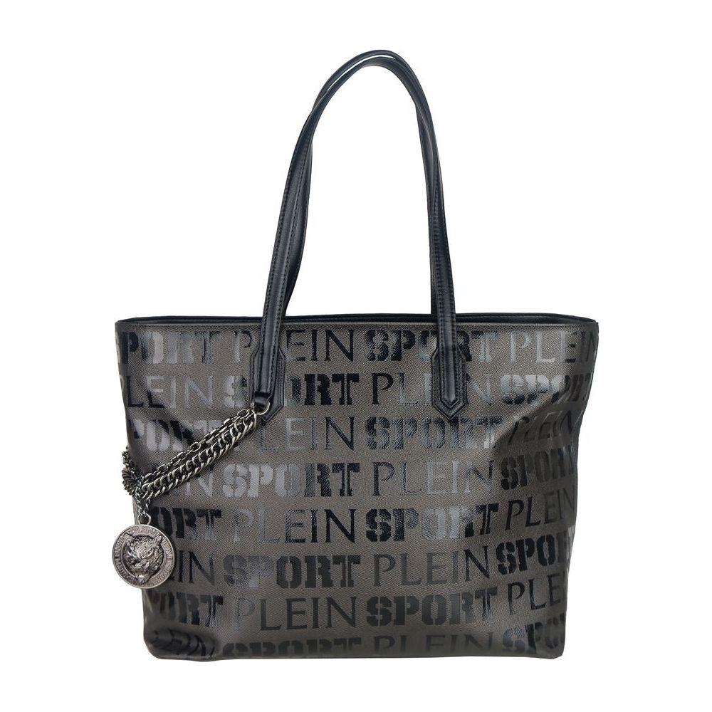 Plein Sport Sleek Black Designer Shopping Bag with Logo Print PLSP-7598