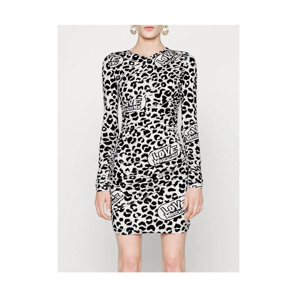 Love Moschino White Viscose Women Dress Love Moschino Light Gray