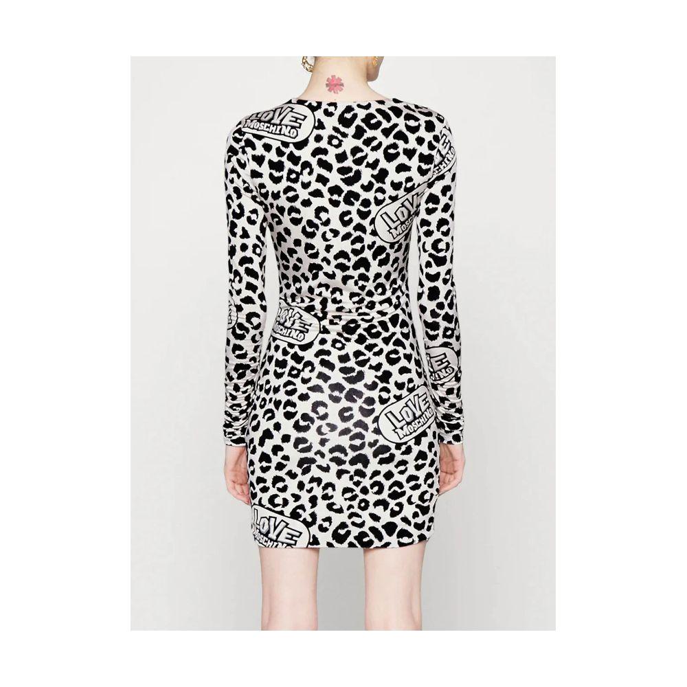 Love Moschino White Viscose Women Dress Love Moschino Light Gray